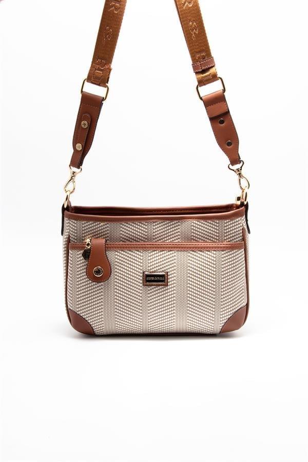 Silver & Polo SP1160 Kadın Çapraz Çanta Hasır Bej-Taba