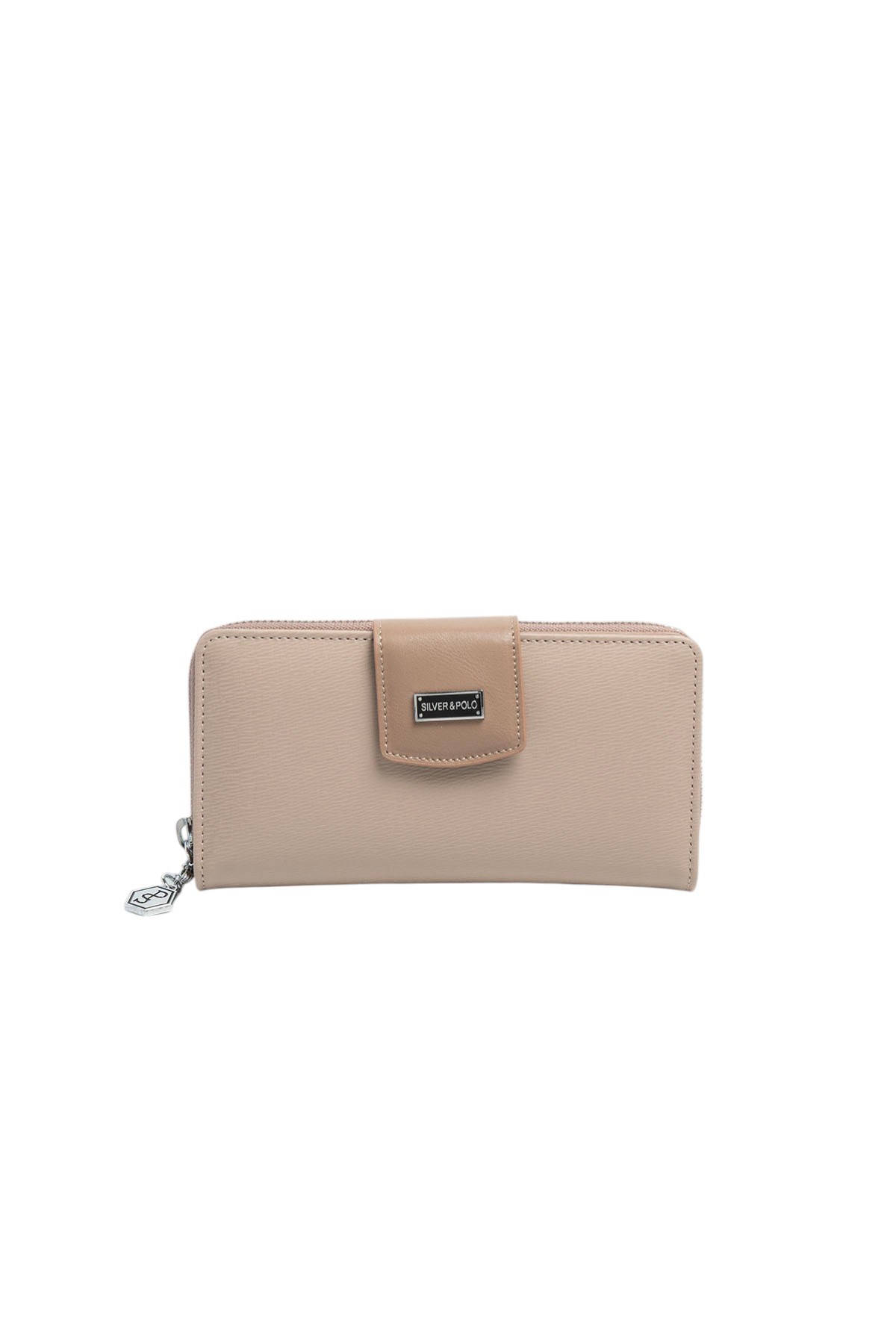 Silver & Polo SP928 Kadın Cüzdan & Kartlık Düz Koyu Bej-Latte
