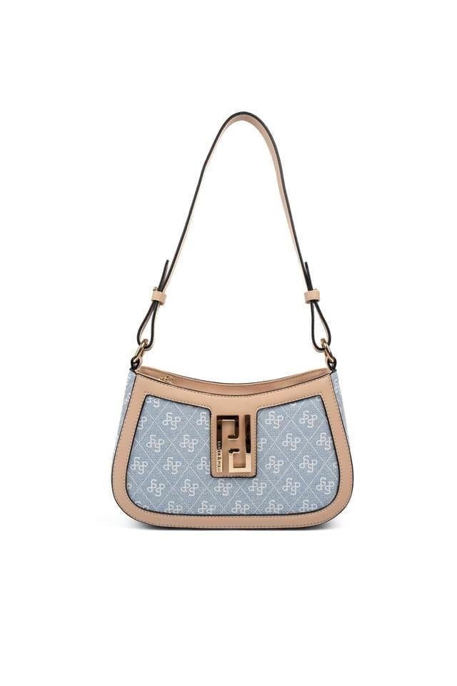 Silver & Polo SP1132 Kadın Çapraz Çanta Monogram Mavi-Ten