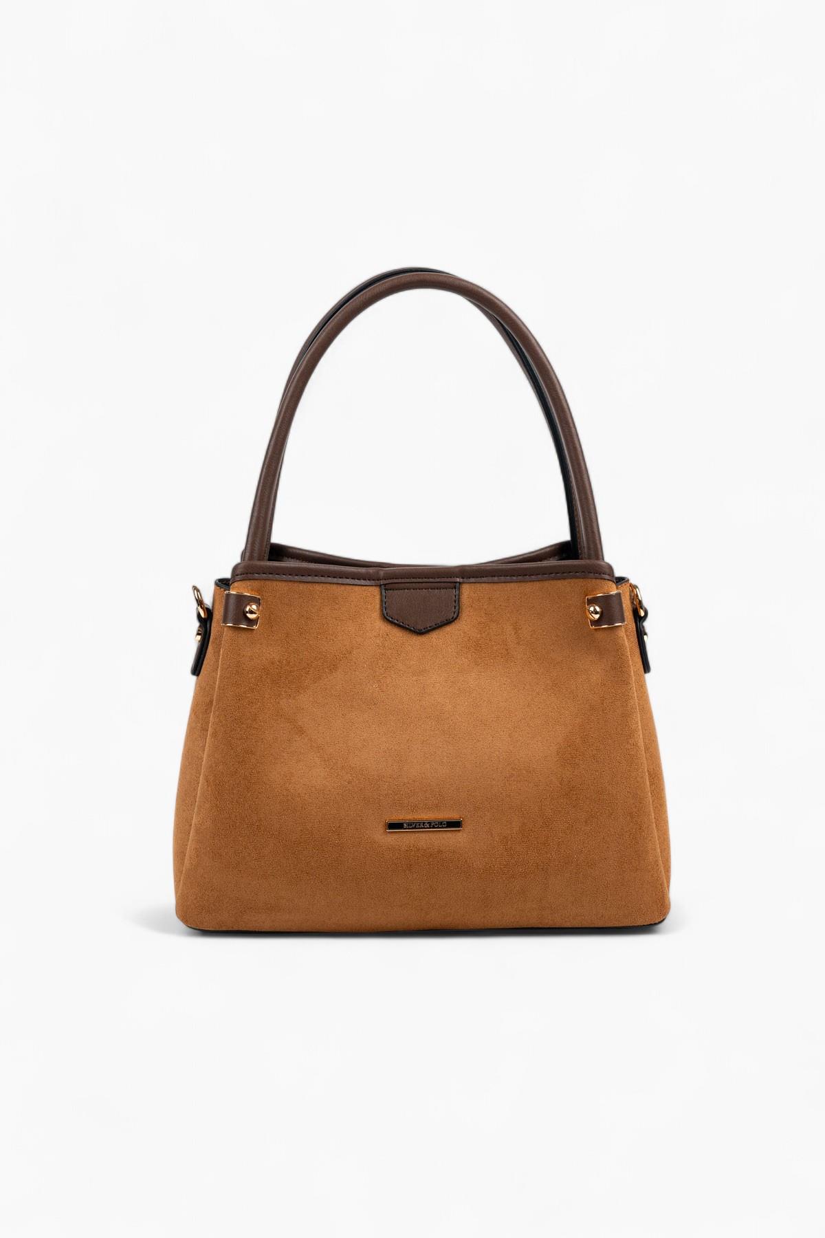 Silver & Polo SP1254 Kadın El Çantası Süet Taba-Kahve