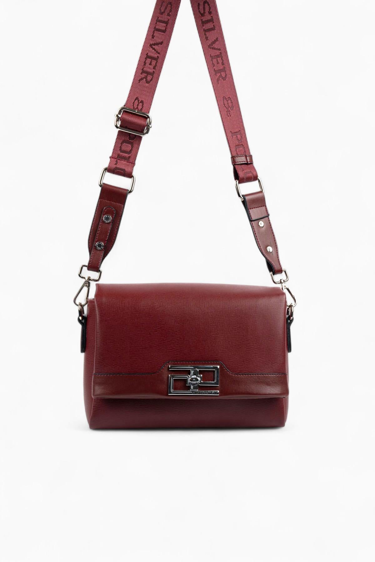 Silver & Polo SP1257 Kadın Çapraz Çanta Düz Bordo