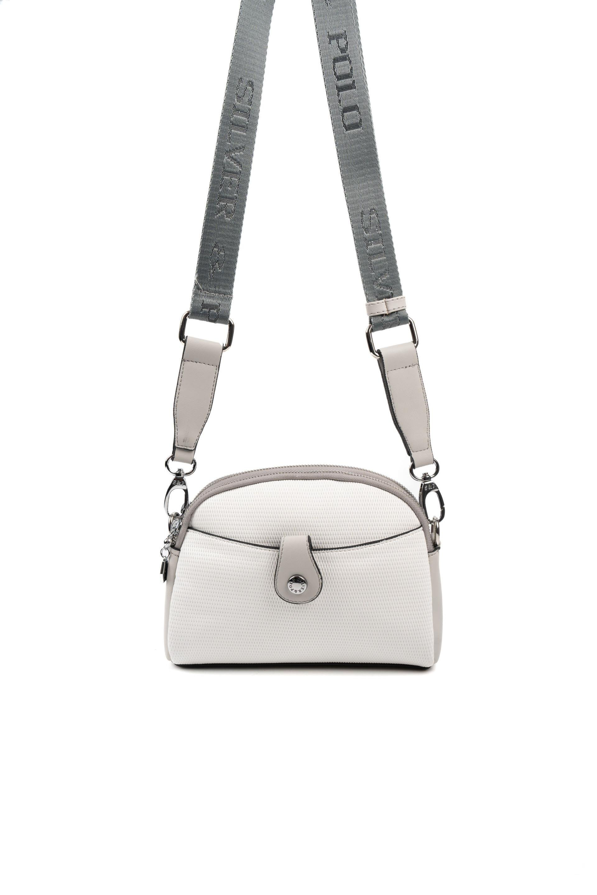 Silver & Polo SP1144 Kadın Çapraz Çanta Petek Beyaz-A.Gri