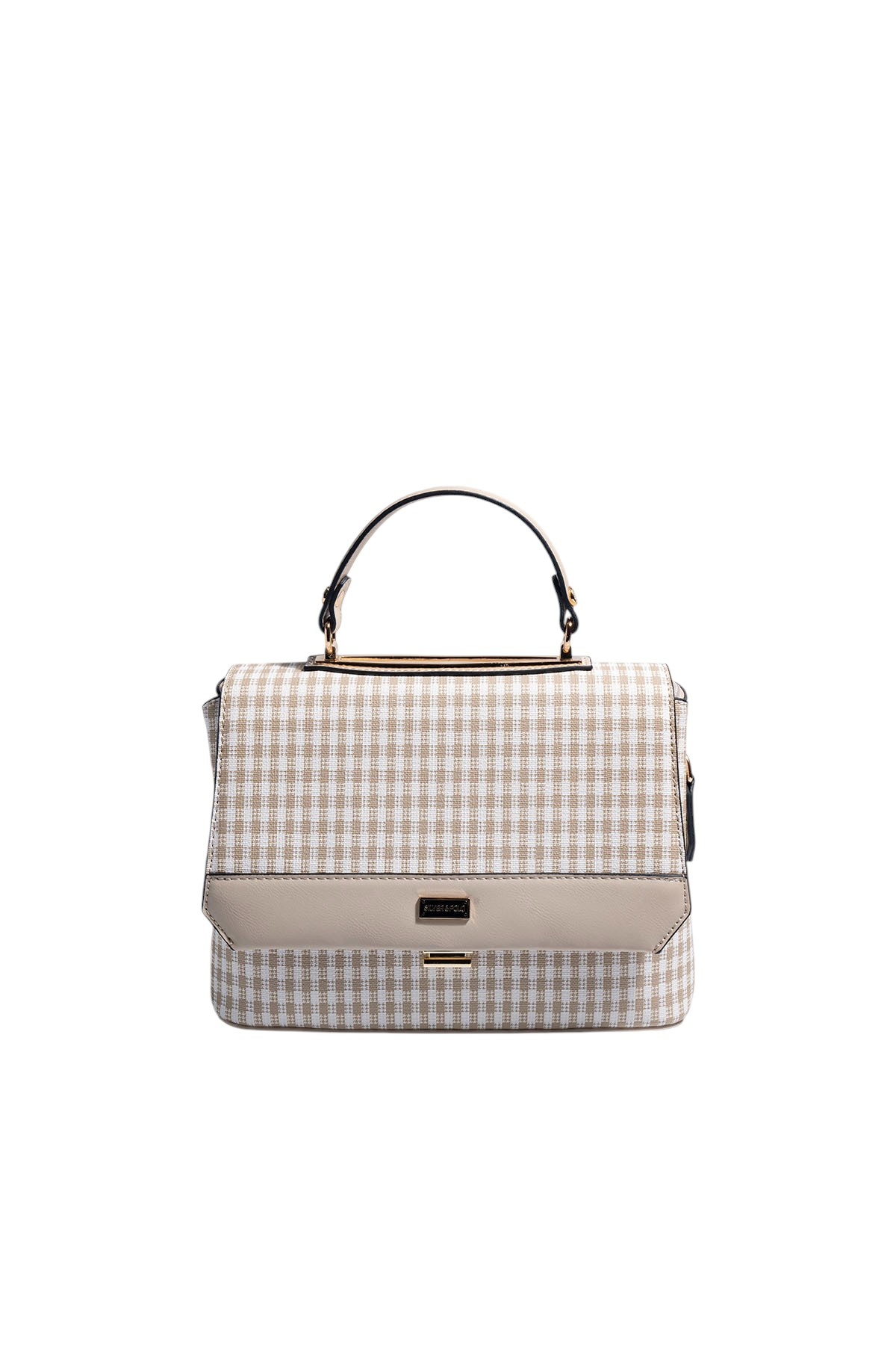 Silver & Polo SP838 Kadın Çapraz Çanta Ekose Line Kare Kahve Sarı-Kahve