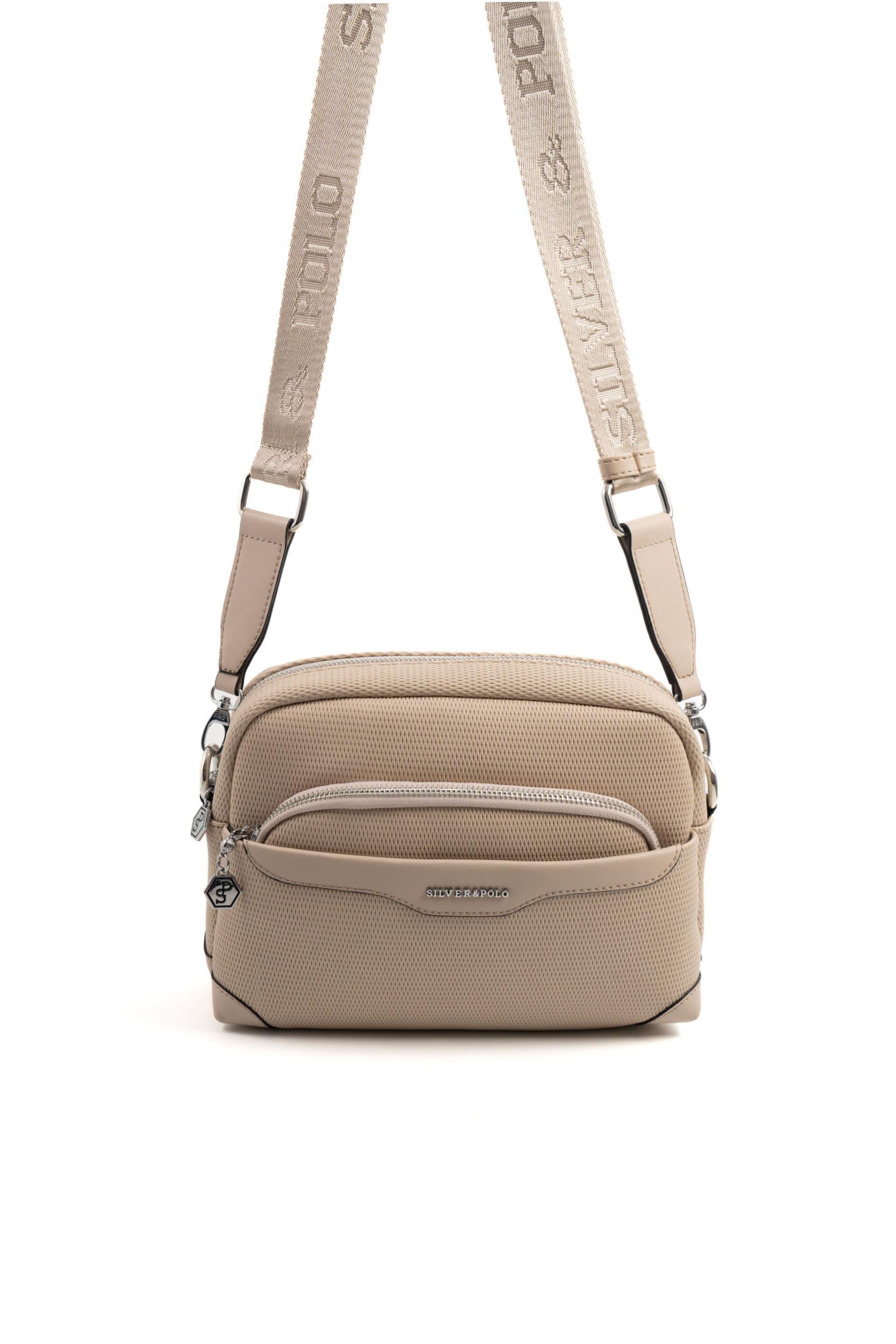 Silver & Polo SP1201 Kadın Çapraz Çanta Petek Kum Beji