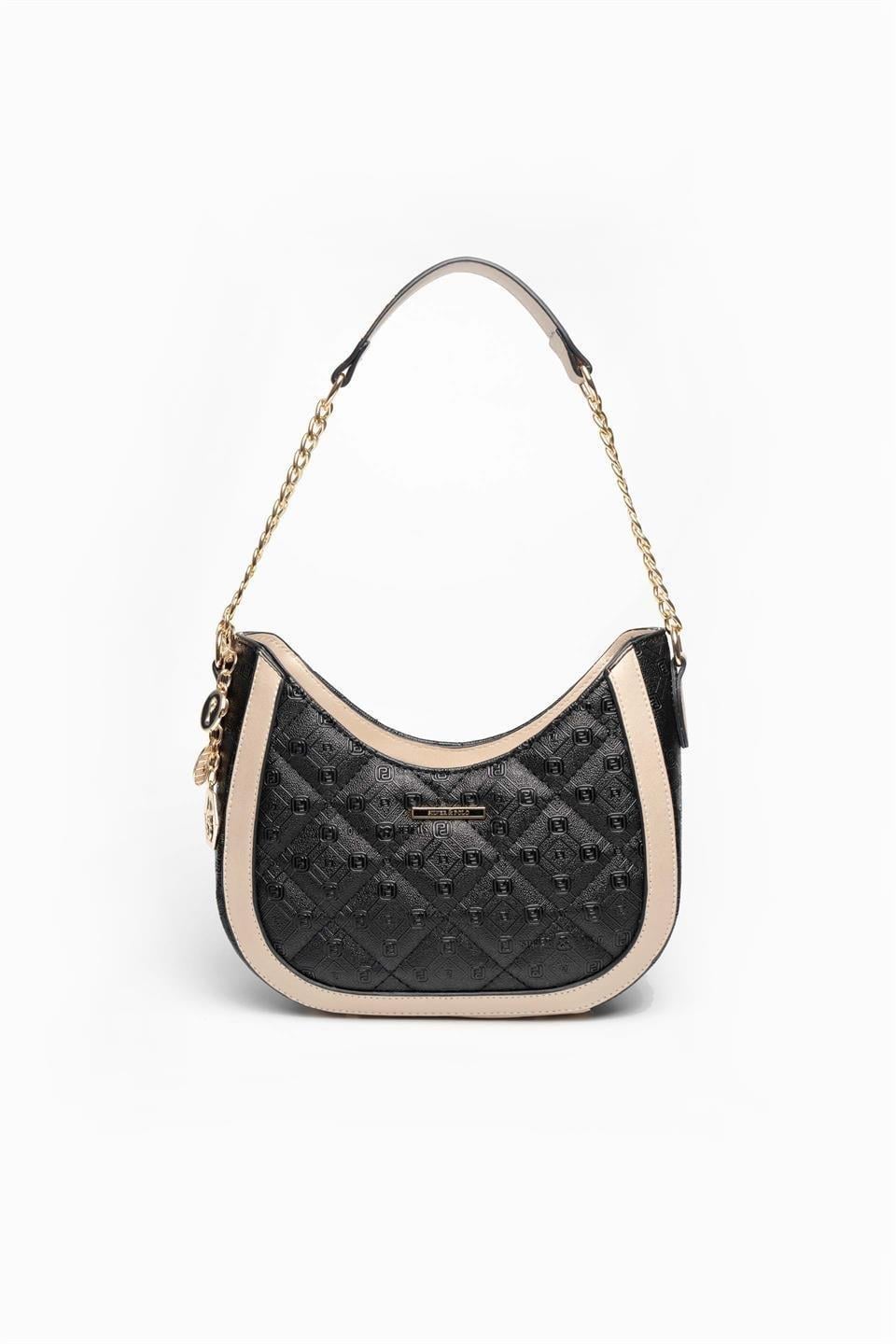 Silver & Polo SP1168 Kadın Omuz Çantası Logolu Siyah-S.Nut