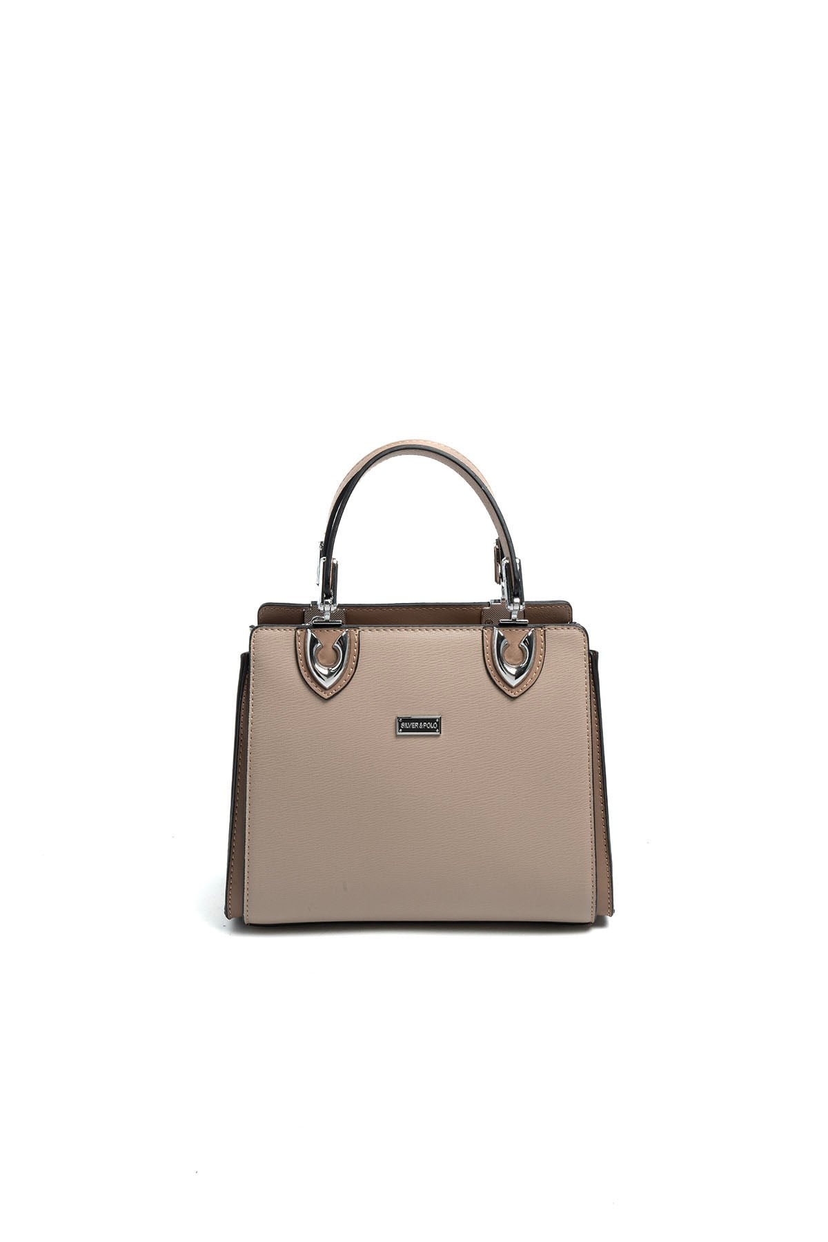 Silver & Polo SP1133 Kadın El Çantası Düz Koyu Bej-Latte