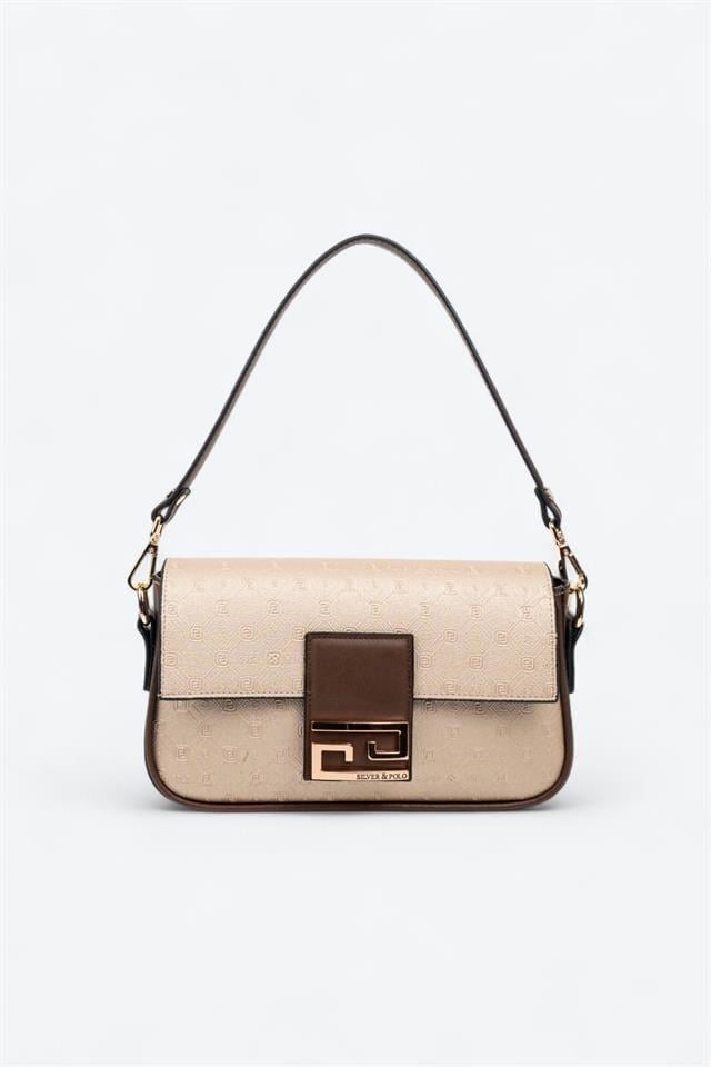 Silver & Polo SP1179 Kadın Omuz Çantası Logolu Nut-Kahve