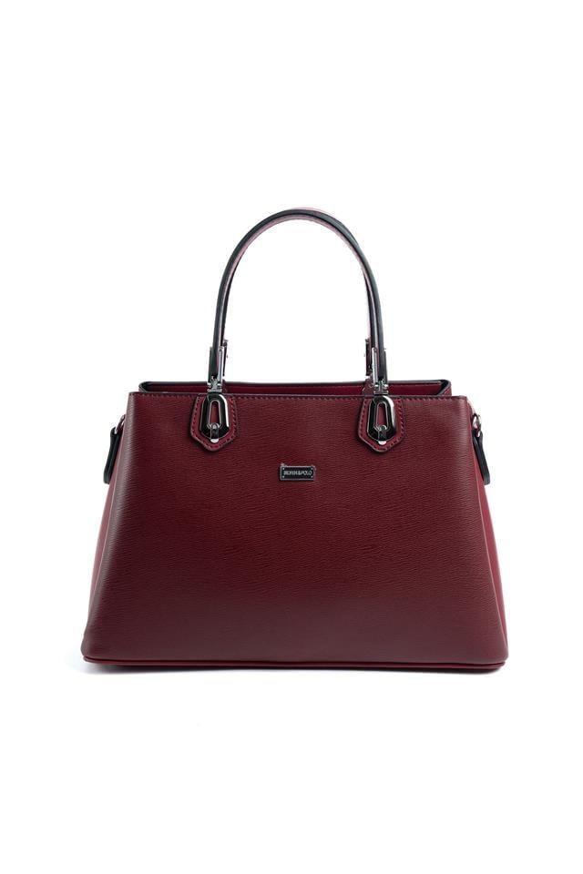 Silver & Polo SP1253 Kadın El Çantası Düz Bordo-Bordo