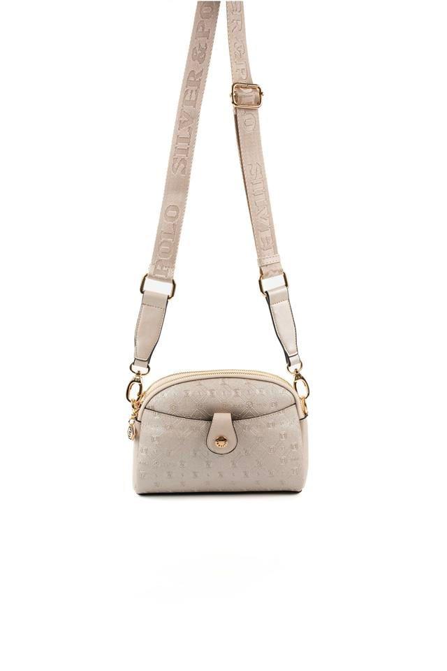 Silver & Polo SP1144 Kadın Çapraz Çanta Logolu Bej-S.Bej