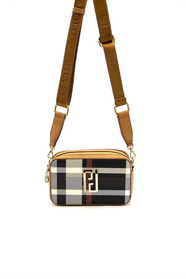 Silver & Polo SP1078 Kadın Çapraz Çanta Ekose Siyah-A.Taba