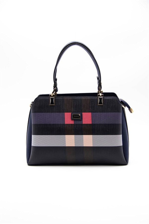 Silver & Polo SP972 Kadın El Çantası Ekose Lacivert