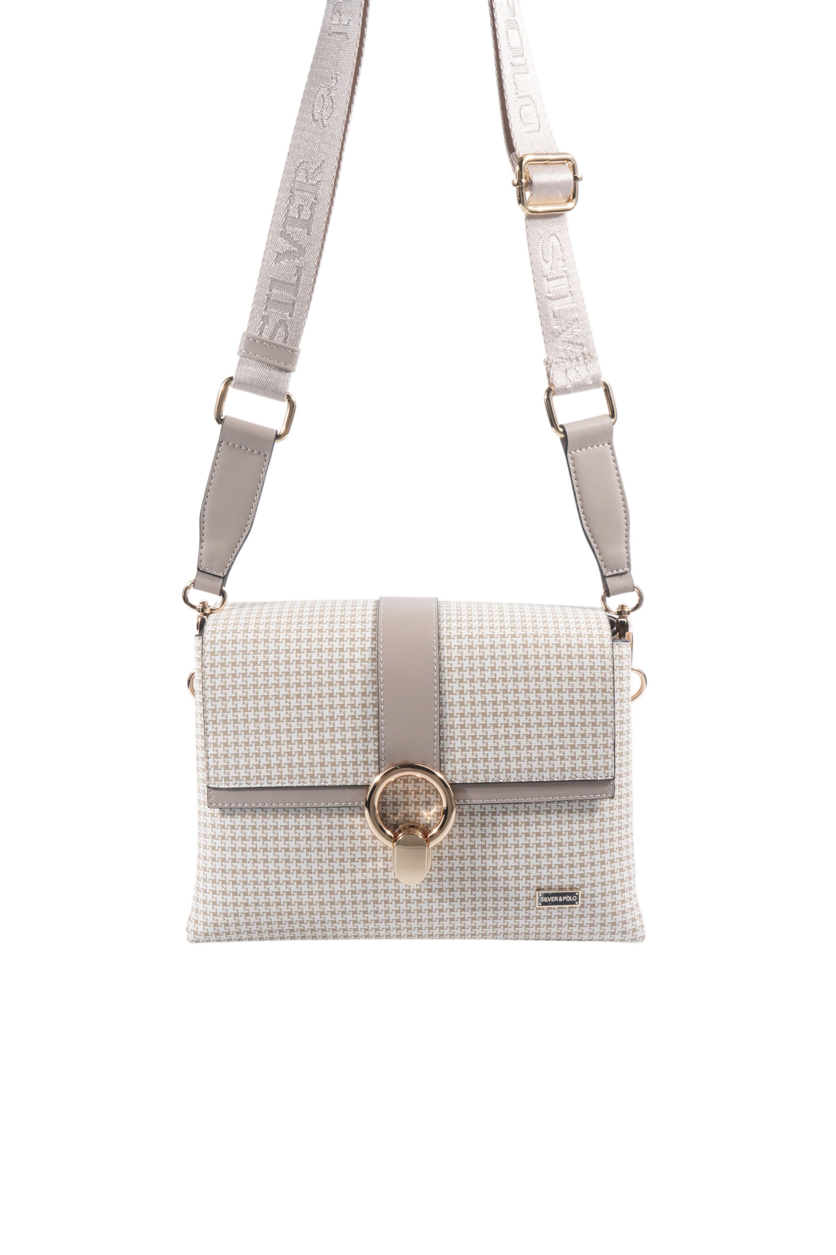 Silver & Polo SP1275 Kadın Çapraz Çanta King Desen Kum-Kum Beji