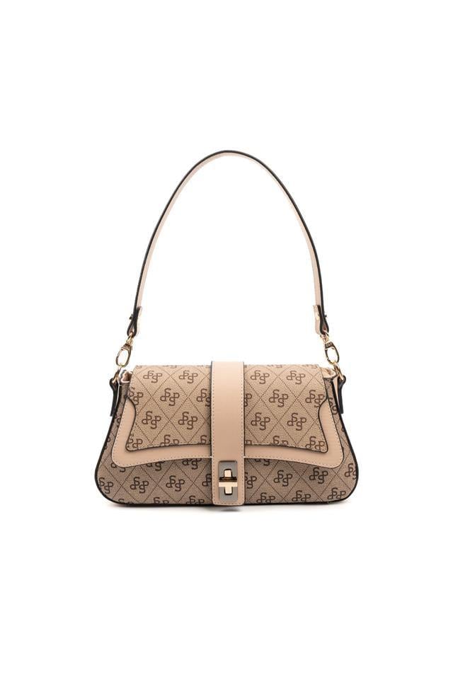 Silver Polo SP1177 Kadın Omuz Çantası Monogram Koyu Bej-Ten