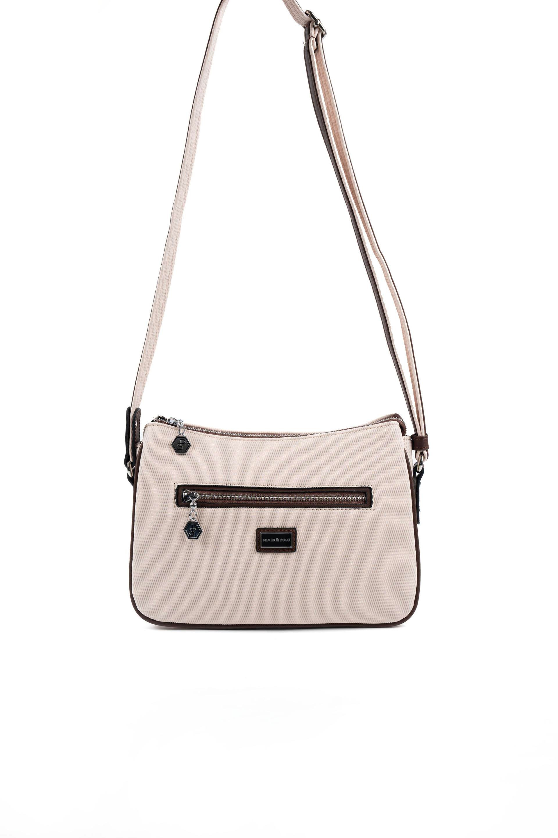 Silver & Polo SP818 Kadın Çapraz Çanta Petek Bej-Kahve