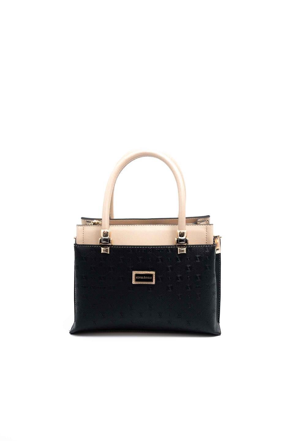Silver & Polo SP826 Kadın El Çantası Logolu Siyah-S.Nut