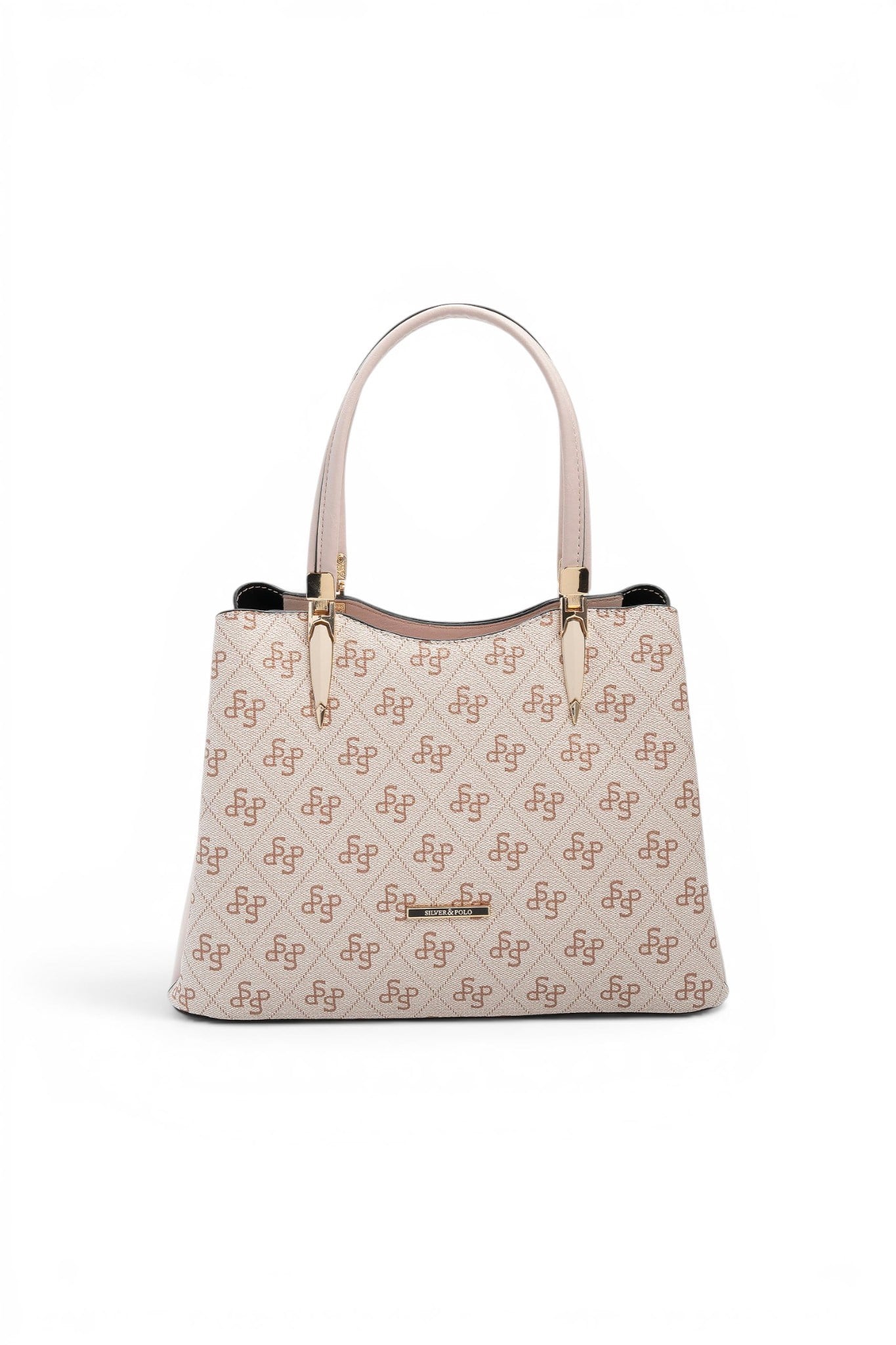 Silver Polo Pembe - Pudra Monogram Kadın El Çantası SP1205
