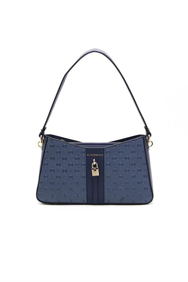 Silver & Polo SP1102 Kadın Omuz Çantası Logolu Lacivert-Lacivert