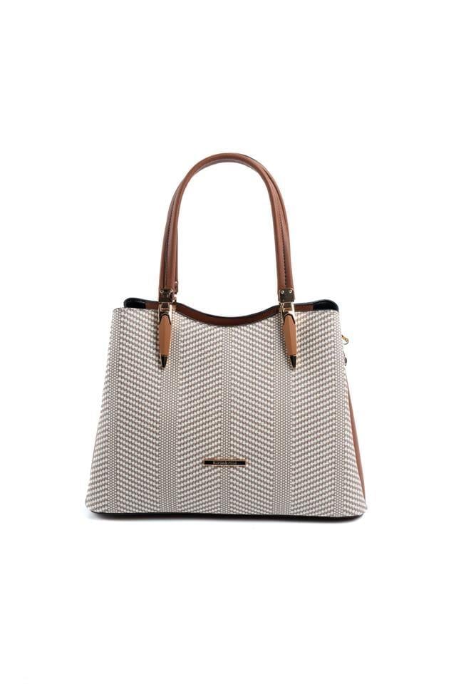 Silver & Polo SP1205 Kadın El Çantası Hasır Bej-Taba