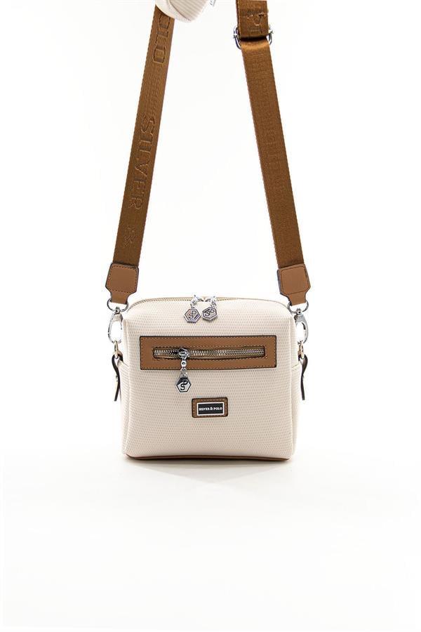Silver & Polo SP1038 Kadın Çapraz Çanta Petek Bej-A.Taba