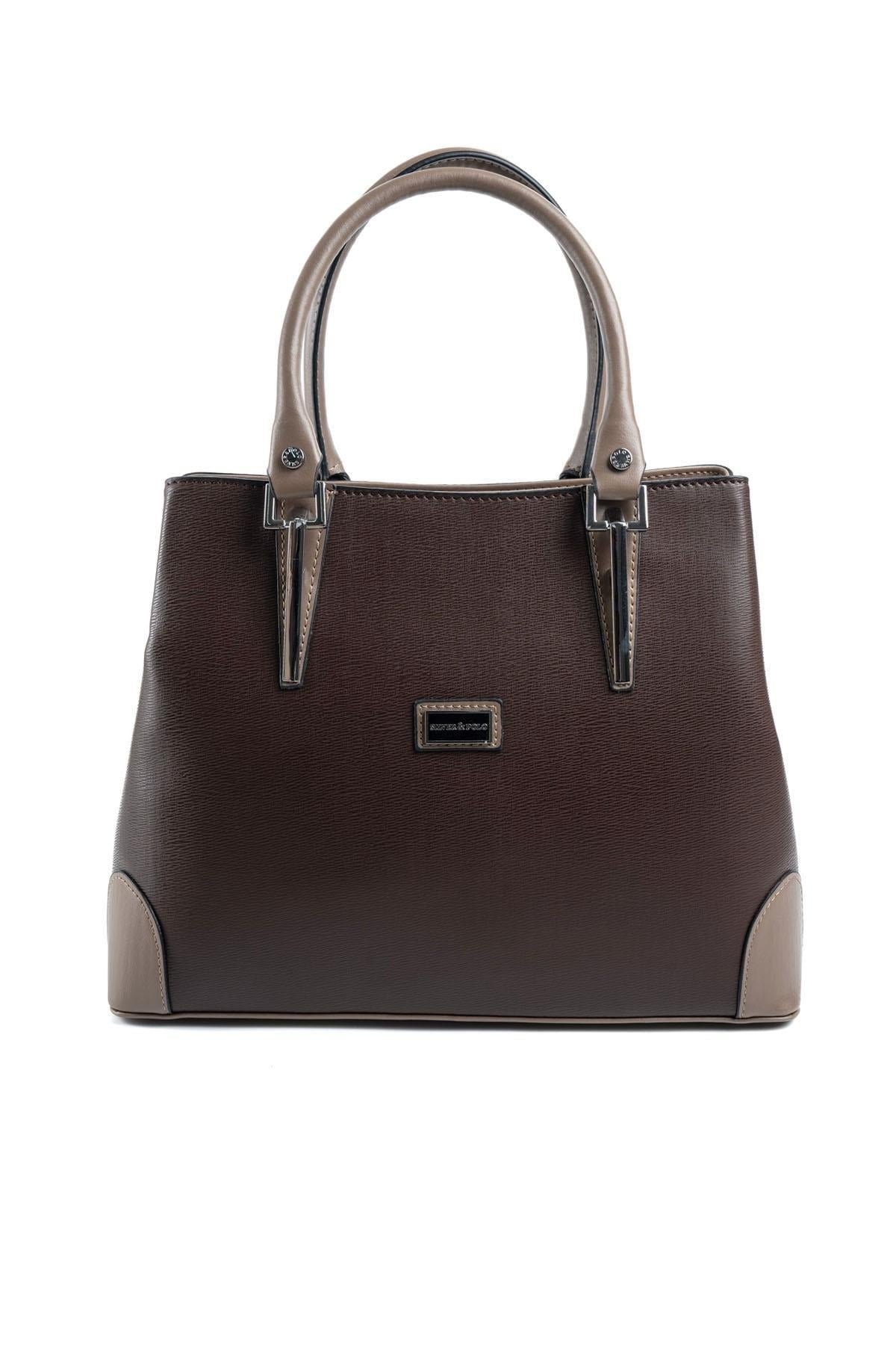 Silver & Polo SP667 Kadın El Çantası Düz Kahve-Vizon
