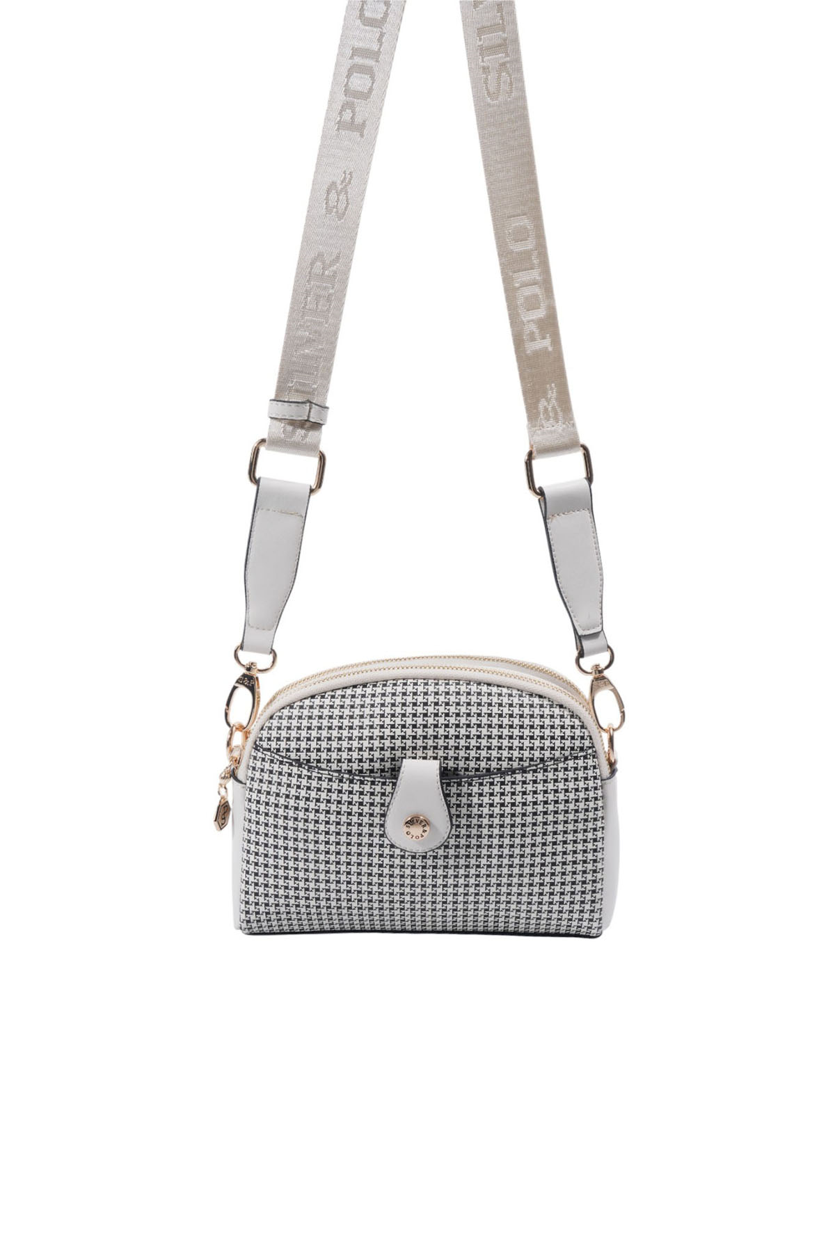 Silver & Polo SP1144 Kadın Çapraz Çanta King Desen Siyah-Kemik