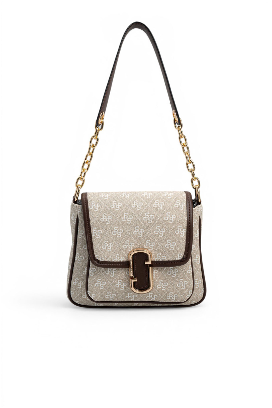 Silver Polo SP1147 Kadın Omuz Çantası Monogram Taş-Kahve