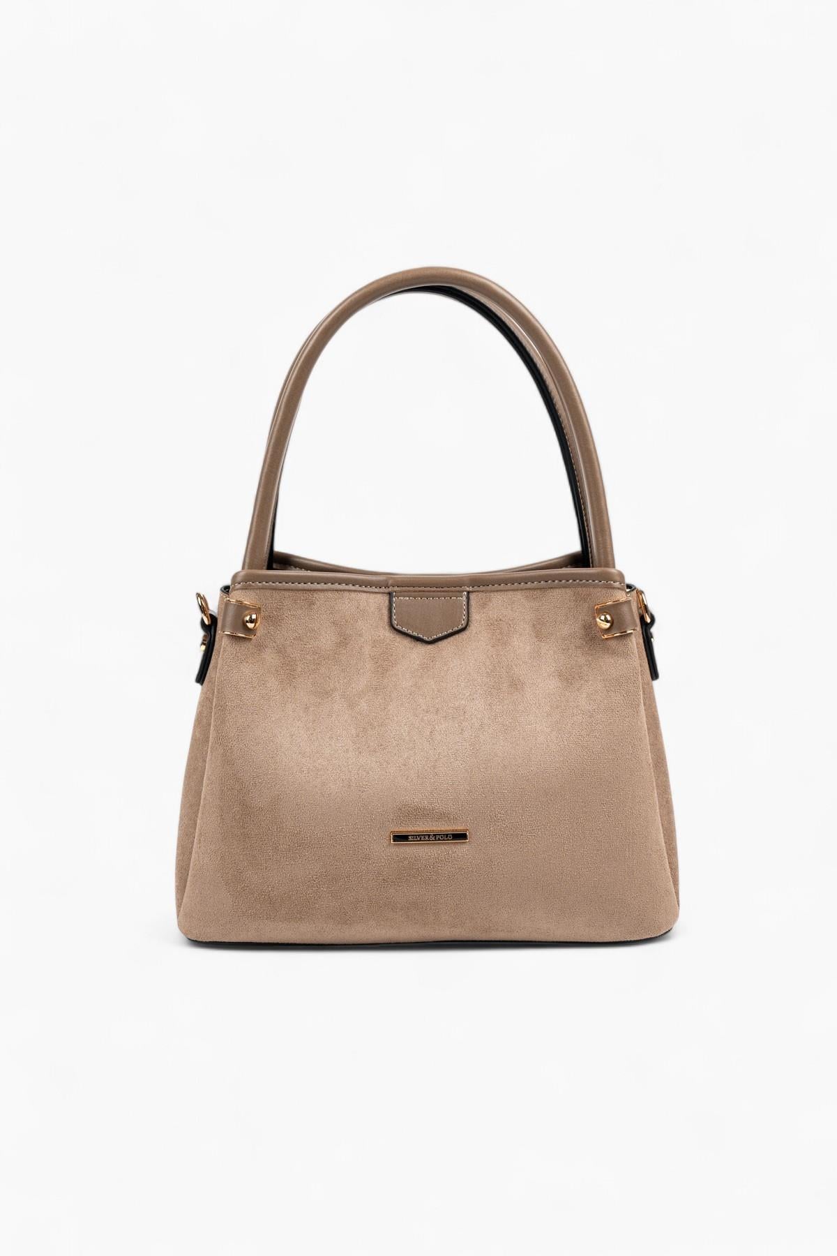 Silver & Polo SP1254 Kadın El Çantası Süet Vizon