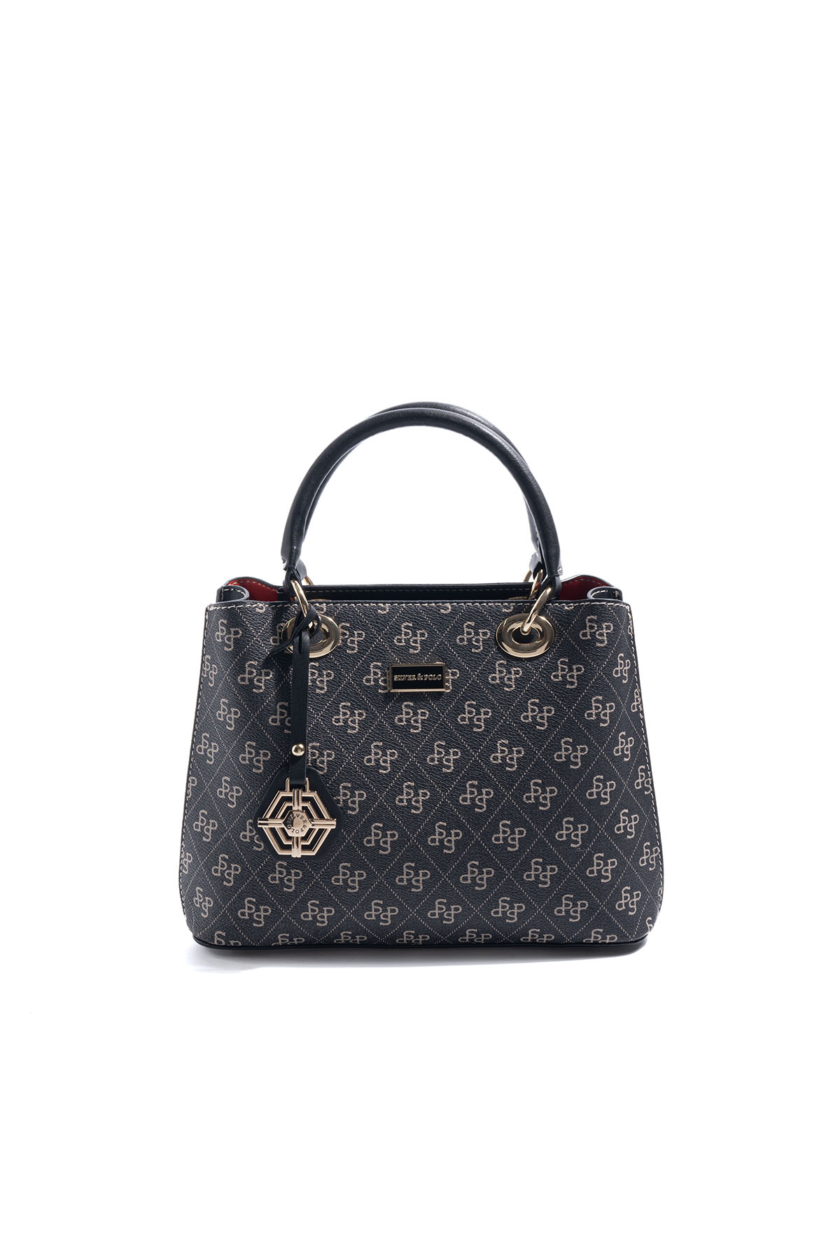 Silver & Polo SP1272 Kadın El Çantası Monogram Füme-Siyah