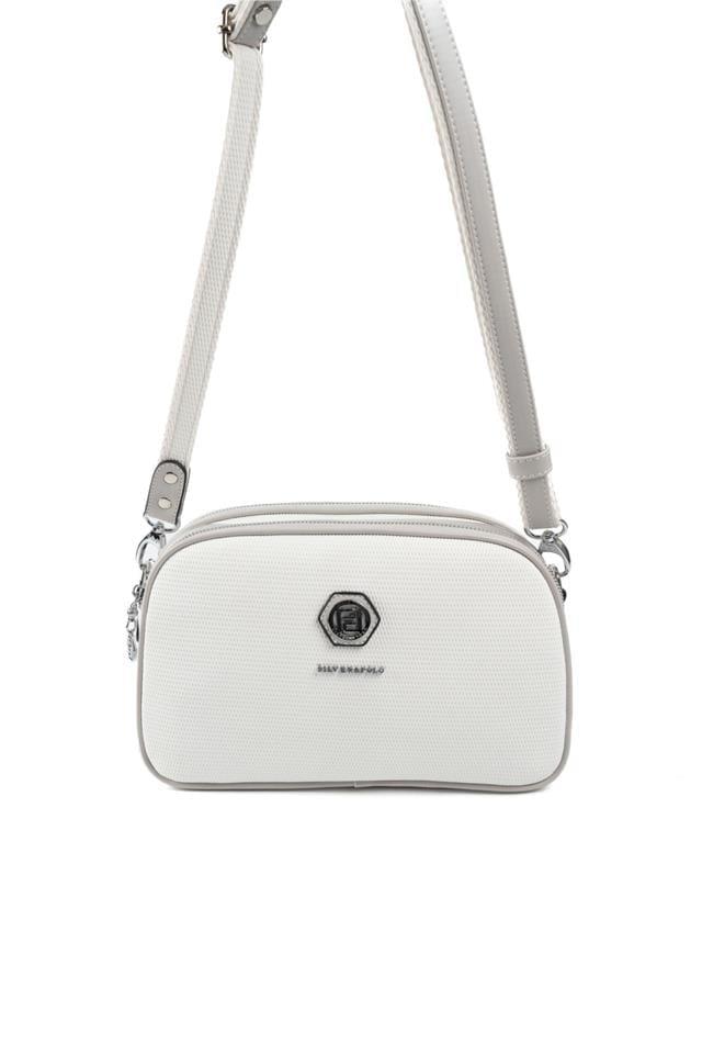 Silver & Polo SP745 Kadın Çapraz Çanta Petek Beyaz-A.Gri