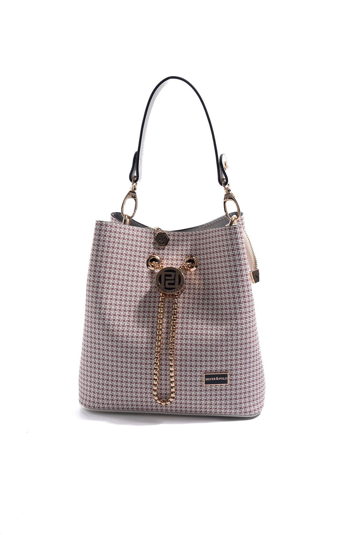Silver & Polo SP967 Kadın Çapraz Çanta King Desen Pembe-Kemik