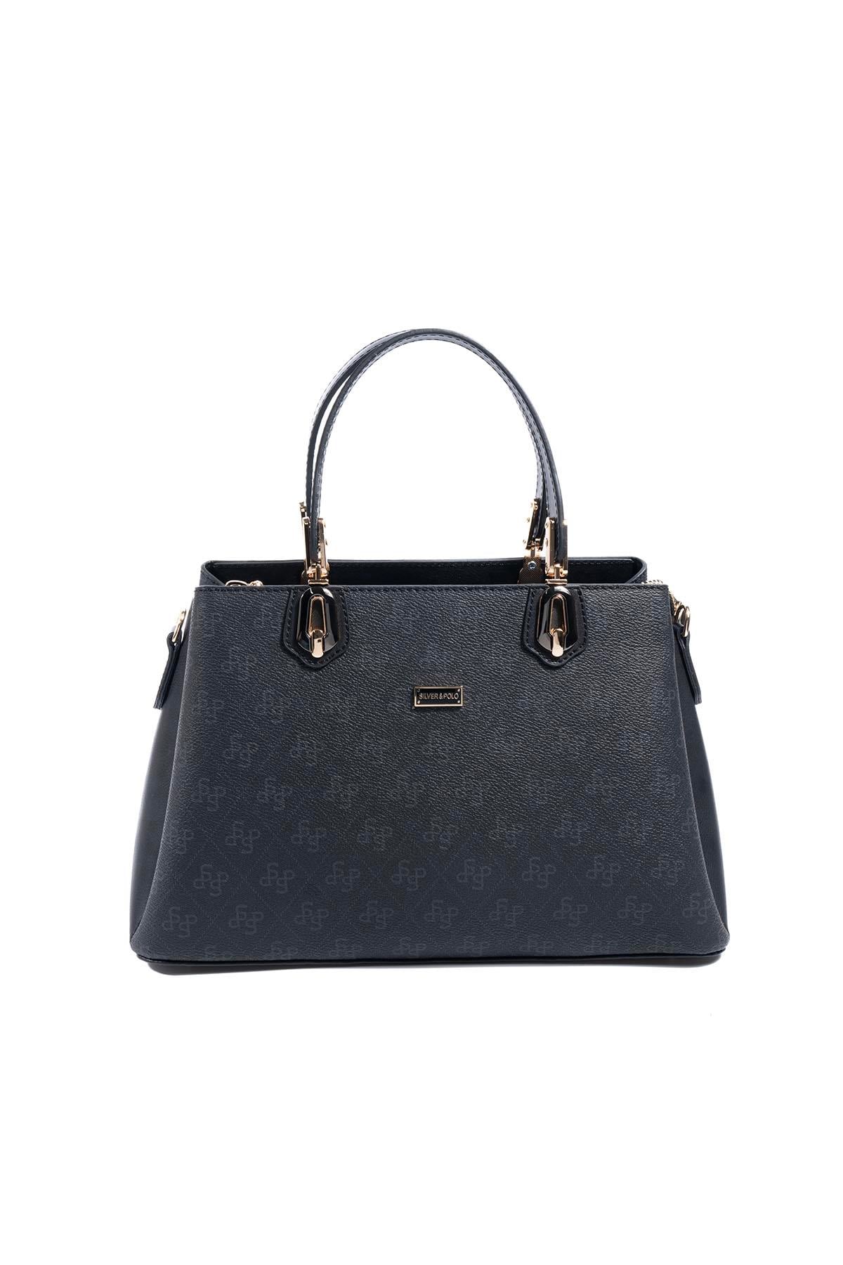 Silver & Polo SP1253 Kadın El Çantası Monogram Siyah