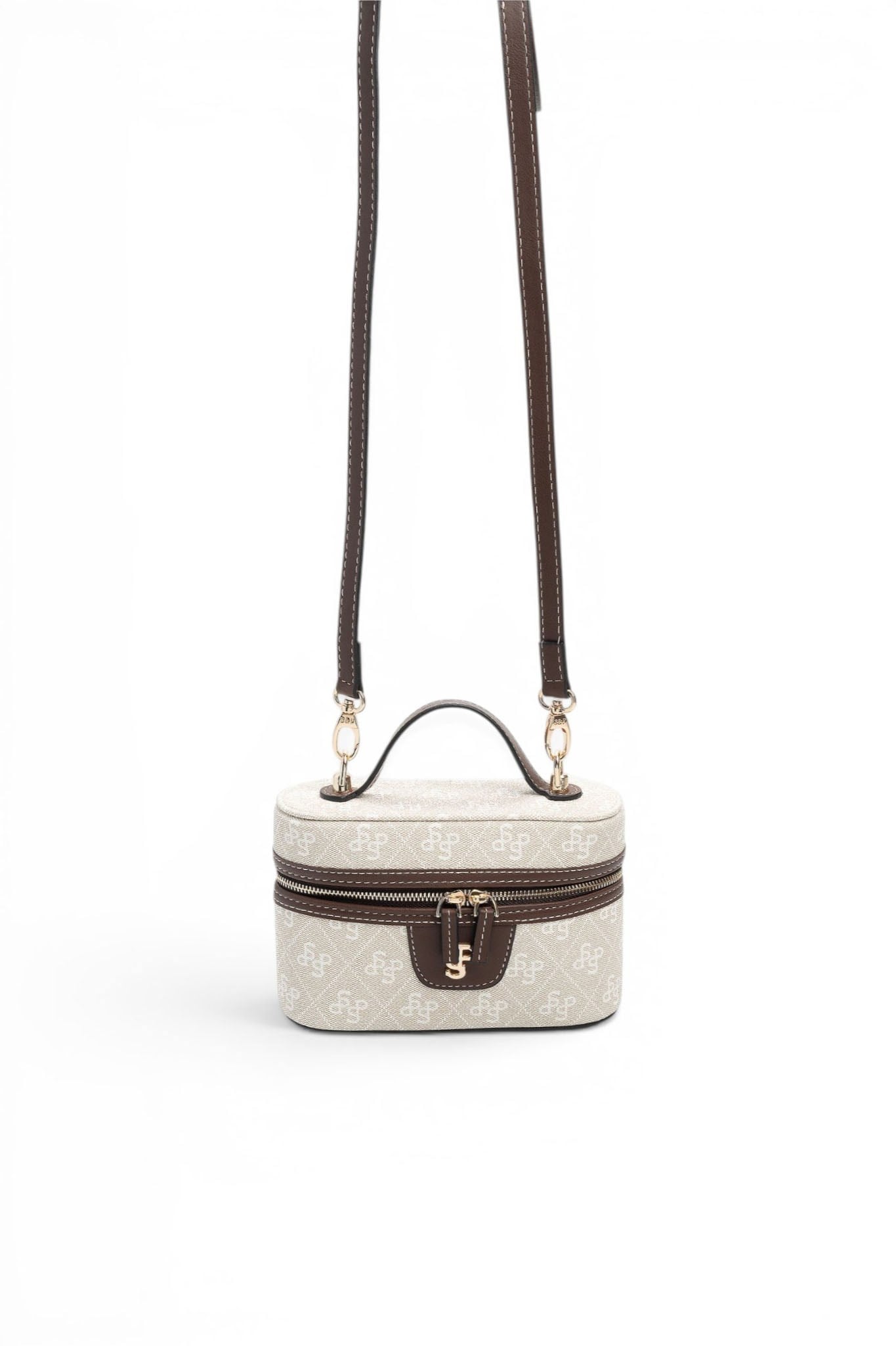Silver Polo Taş - Kahve Monogram Kadın El Çantası SP1195