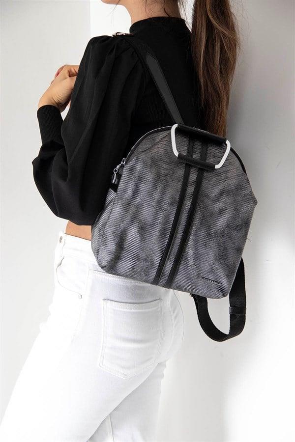 Silver & Polo SP771 Kadın Sırt Çantası Petek M.Gümüş-Siyah