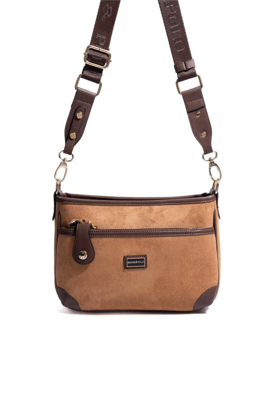 Silver & Polo SP1160 Kadın Çapraz Çanta Süet Taba-Kahve