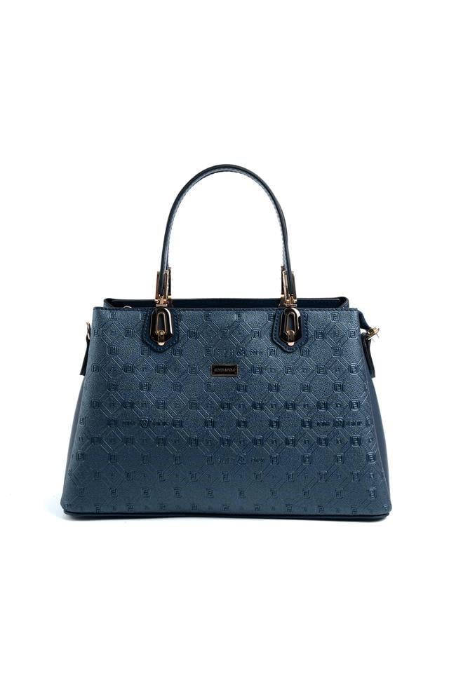 Silver & Polo SP1253 Kadın El Çantası Logolu Lacivert-Lacivert