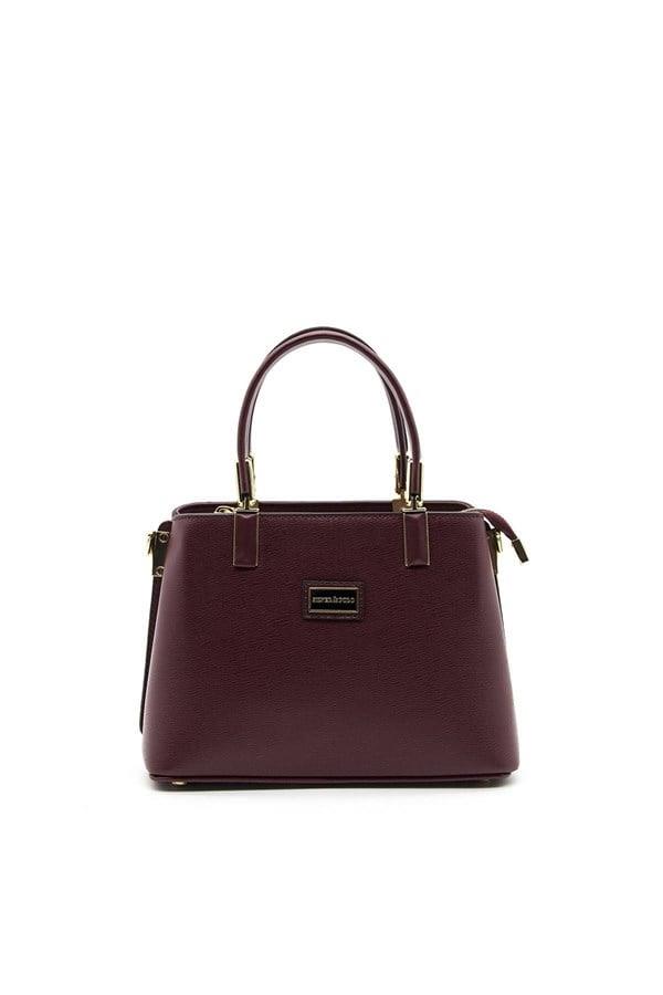Silver Polo SP987 Kadın El Çantası Düz Bordo-Bordo