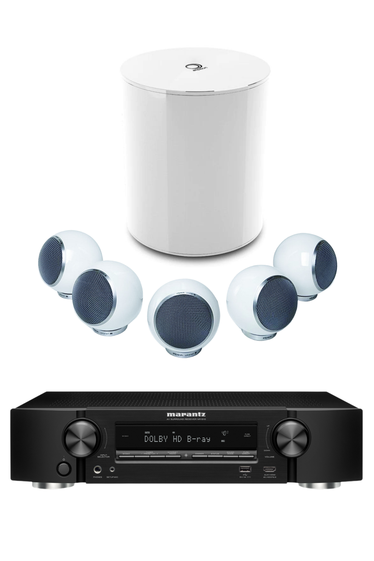 Marantz NR1510 | Elipson Planet M Beyaz 5.1 Sinema Paket Sistem