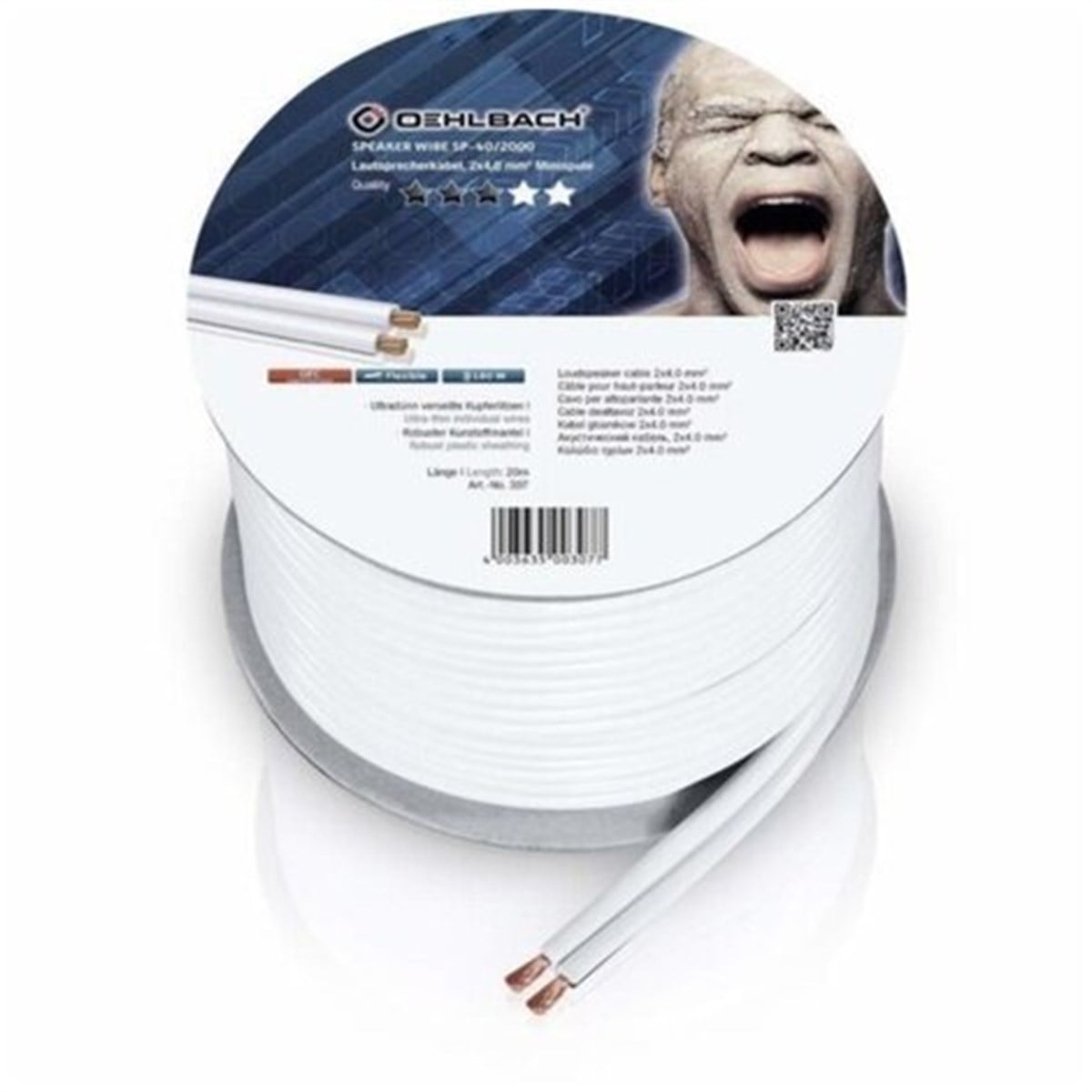Oehlbach Hoparlör Kablosu 2x4.0mm 30 m Beyaz