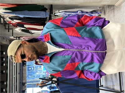 80ler Model Erkek Oversize Retro Renk Bloklu Fermuarlı Paraşüt Ceket – Ön Sipariş