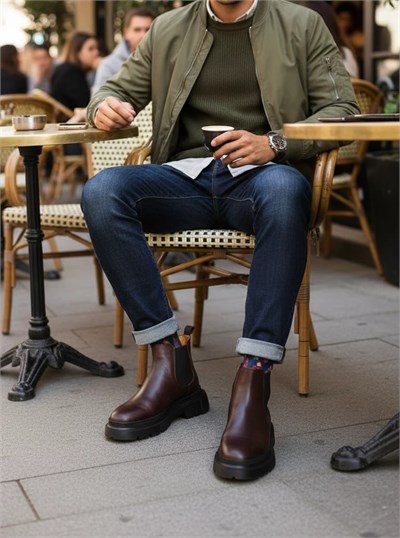 Agustin Model Hakiki Natural Deri Eva Taban Chelsea Bot - KAHVERENGİ