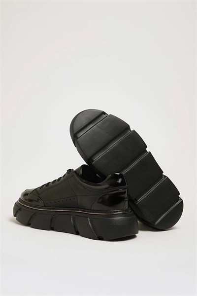 Alfred Model Hakiki Natural Deri İthal Taban Sneaker Ayakkabı - SİYAH