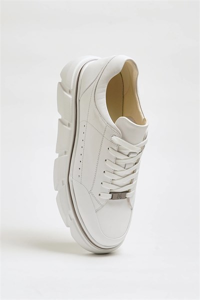 Alfred Model Hakiki Natural Deri İthal Taban Sneaker Ayakkabı - BEYAZ