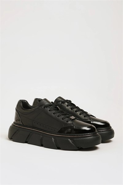 Alfred Model Hakiki Natural Deri İthal Taban Sneaker Ayakkabı - SİYAH