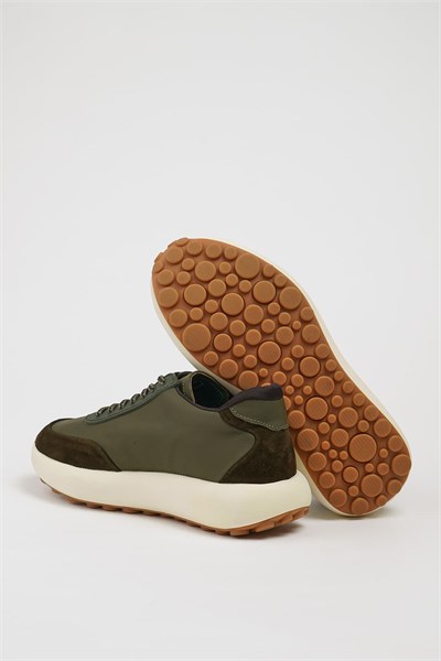 Alvin Model İthal Taban Kombinasyonlu Deri Sneaker Ayakkabı - HAKİ