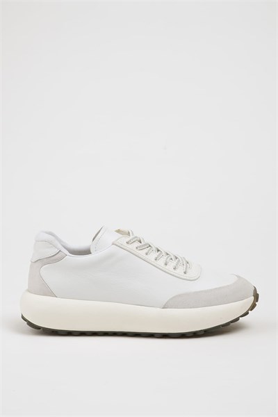Alvin Model İthal Taban Kombinasyonlu Deri Sneaker Ayakkabı - BEYAZ