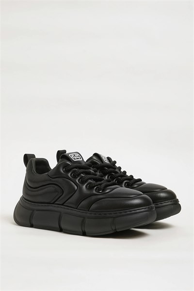 Anderson Model Hakiki Natural Deri İthal Taban Sneaker Ayakkabı - SİYAH