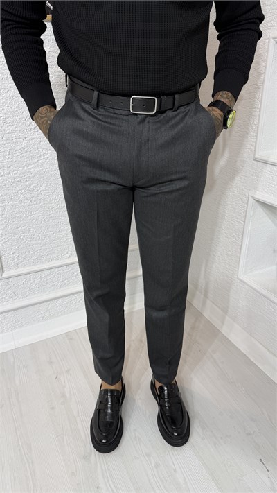 Antrasit Slim Fit Klasik Kumaş Pantolon