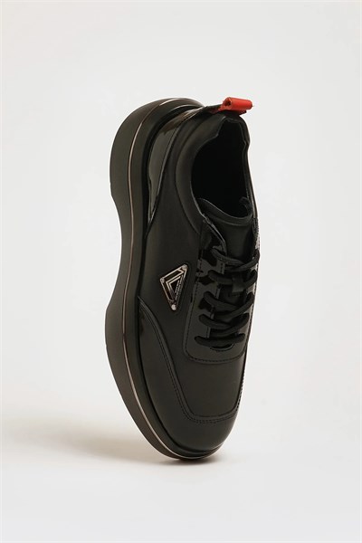 Armando Model Hakiki Kombinasyonlu Deri İthal Taban Sneaker Ayakkabı - SİYAH