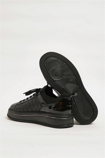 Asap Model Hakiki Kombinasyonlu Deri İthal Taban Sneaker Ayakkabı - SİYAH