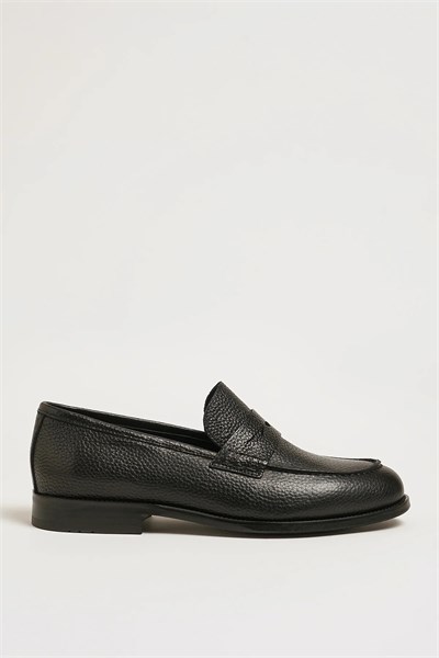 Bernard Model Hakiki Floater Deri Neolitik Taban Loafer Ayakkabı - SİYAH